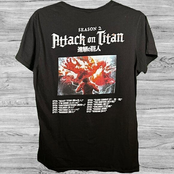 Hot Topic Men's Black Attack on Titan (Season 2) Graphic T-Shirt, Large - Picture 2 of 3